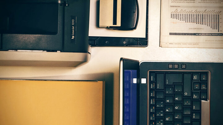 Accountants computer equipment on a desk